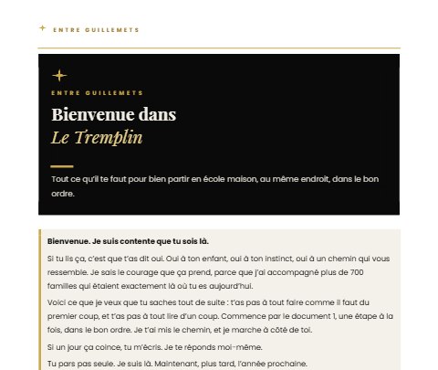 Première page du document 0 du Tremplin : Une page d'accueil qui te guide