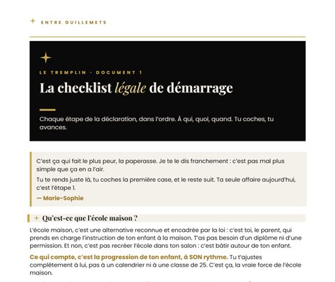 Première page du document 1 du Tremplin : La checklist légale de démarrage