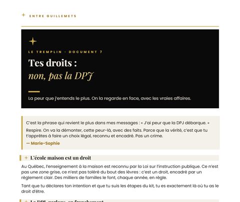 Première page du document 7 du Tremplin : Tes droits, expliqués simplement