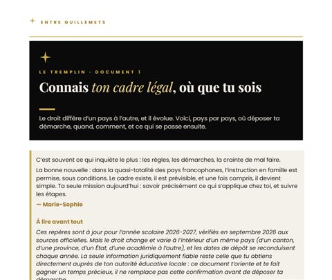 Première page du document 1 : Connais ton cadre légal, où que tu sois