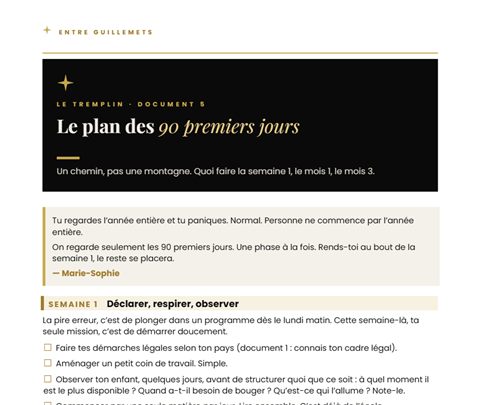 Première page du document 5 : Le plan des 90 premiers jours