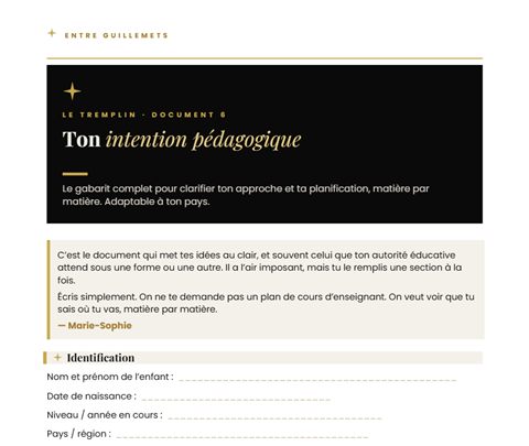 Première page du document 6 : Ton intention pédagogique