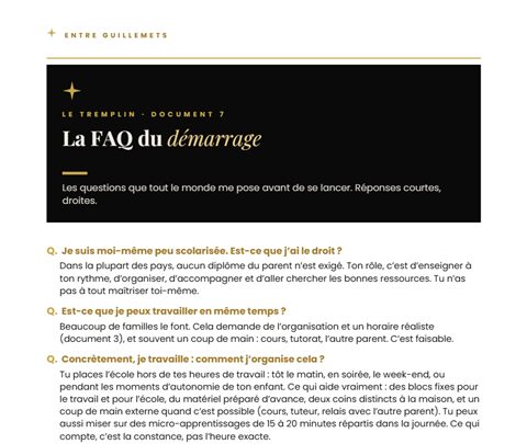 Première page du document 7 : La FAQ du démarrage