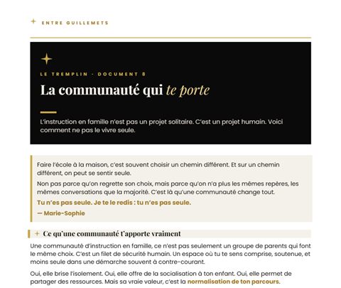 Première page du document 8 : La communauté qui te porte
