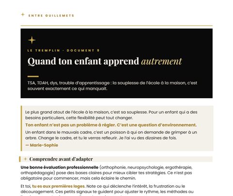 Première page du document 9 : Quand ton enfant apprend autrement